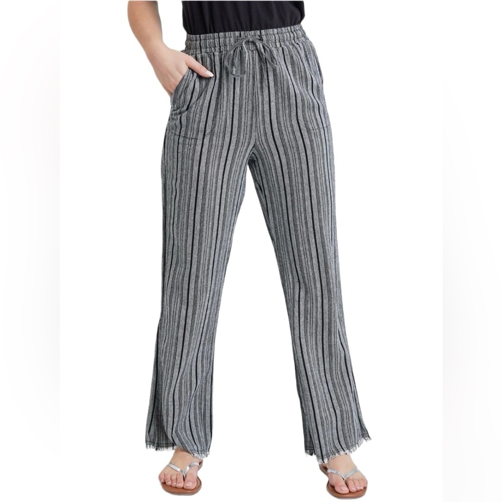 Royalty For Me Gray and Black Wide Leg Pants Relaxed Fit